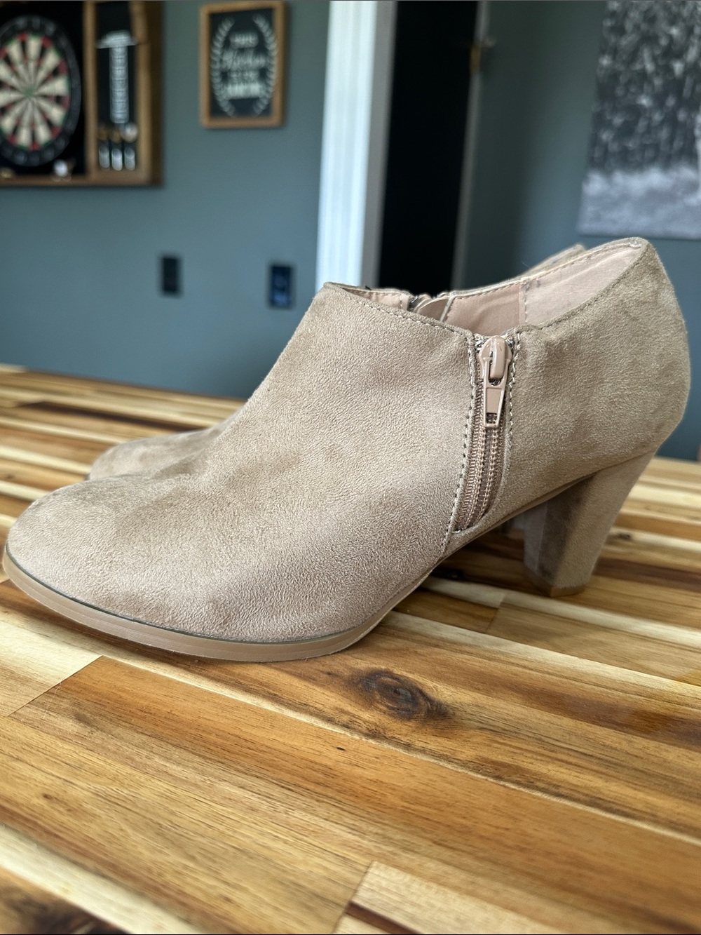 Suede Ankle Booties in Taupe - Women